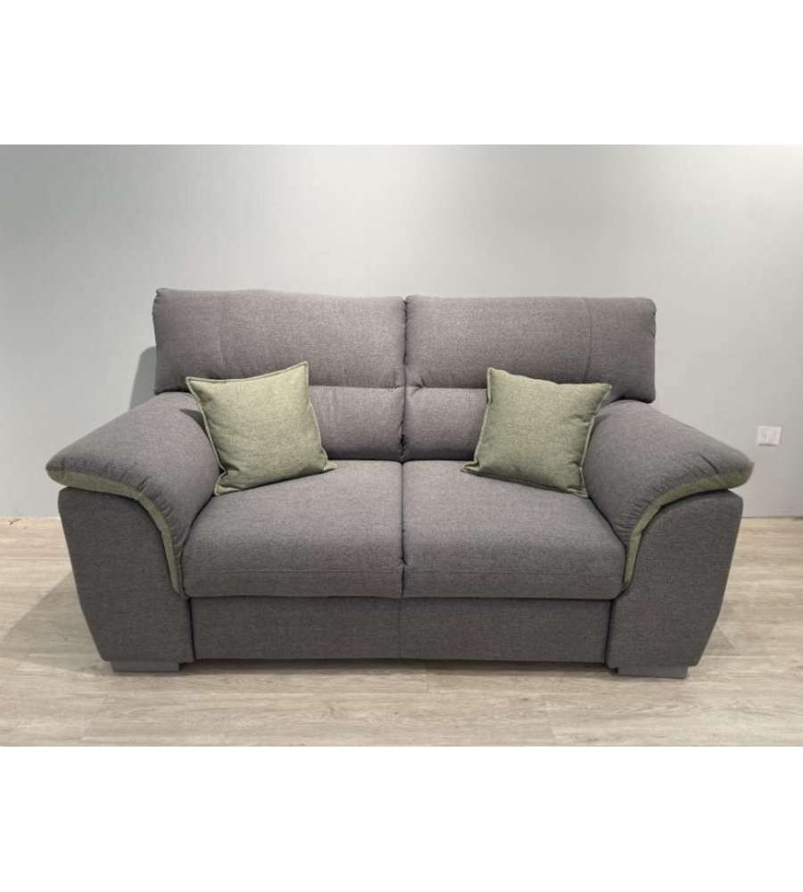 Divano Mikaela 2 posti con letto estraibile grigio e verde - 190 x 100 x 104 cm