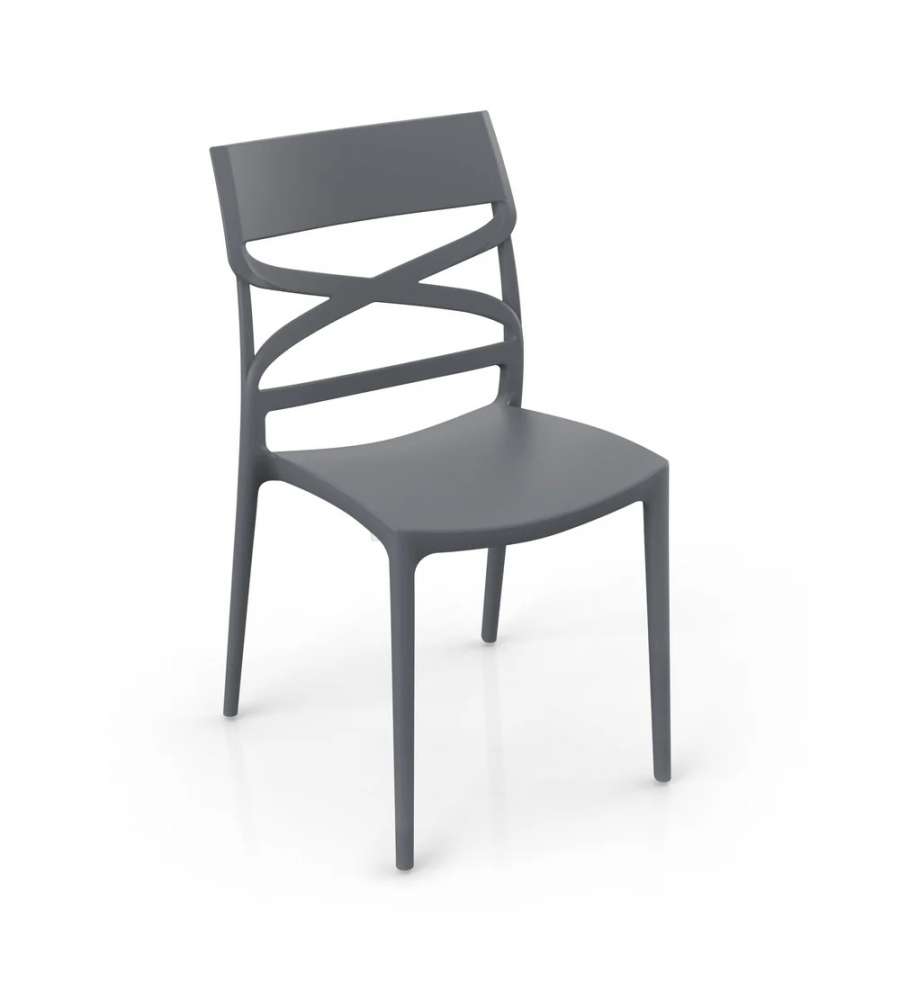 Domo Mea Sedia Flow in Polipropilene Grigio - Design e Comfort - 45x54x85 cm