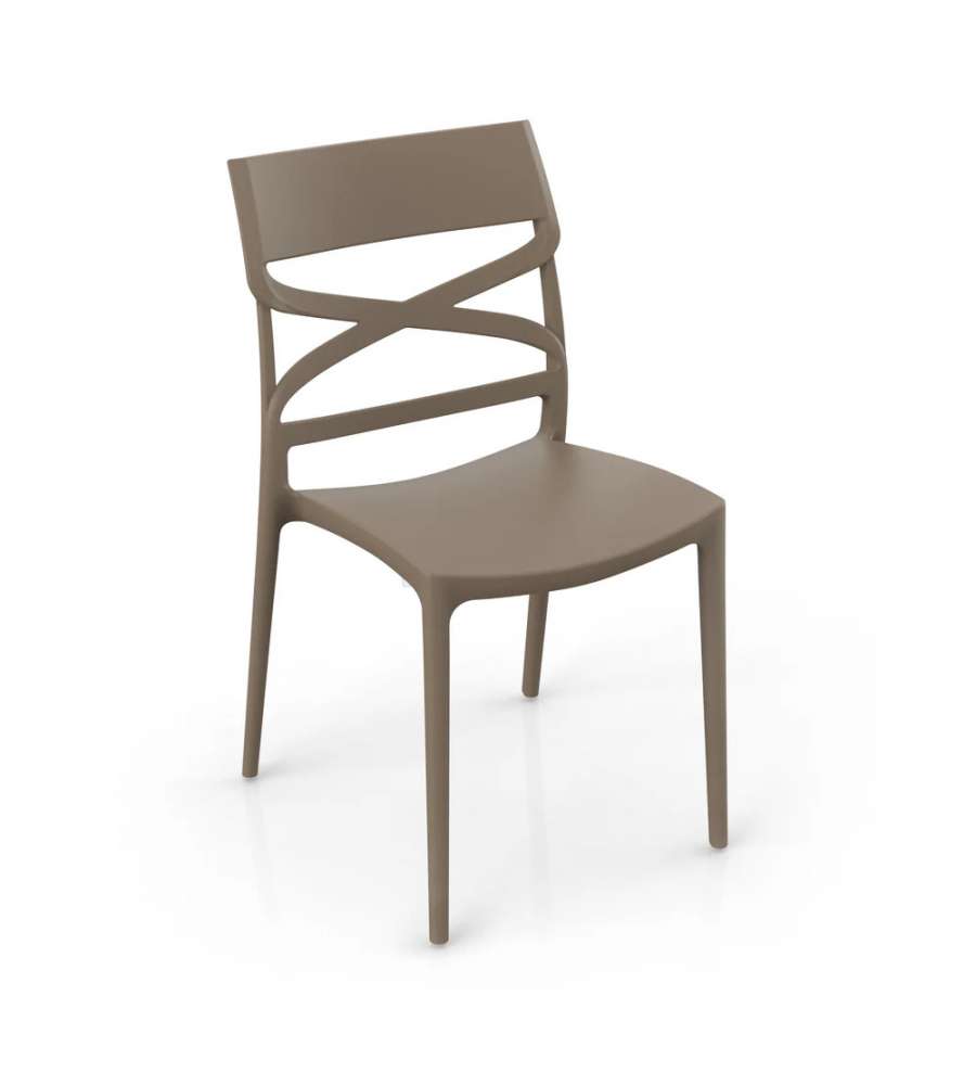 Domo Mea Sedia Flow Tortora in Polipropilene - Design Ergonomico e Resistente - 45 x 54 x 85 h cm