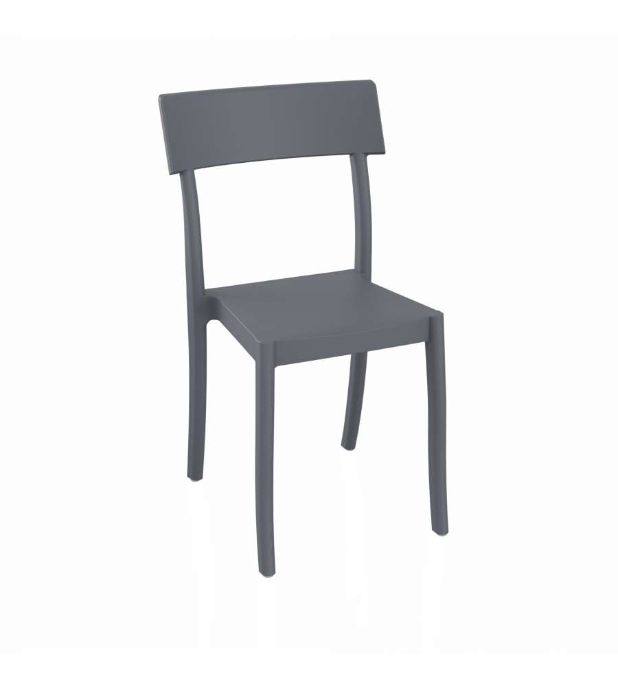 Domo Mea Sedia Milly in Polipropilene Grigio Metallo - Ideale per Interni ed Esterni