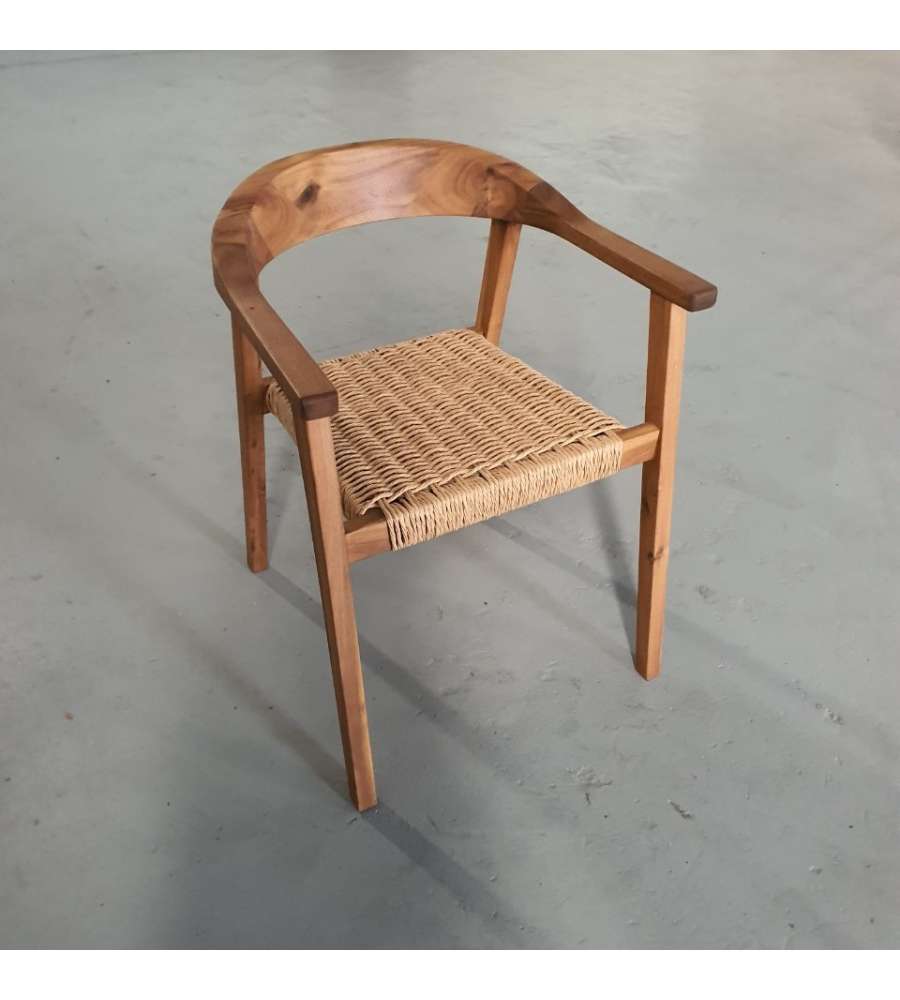 Domo Mea Poltrona Tropea Intrecciata in Legno di Acacia 59x63 H74 cm per Giardino e Terrazzo