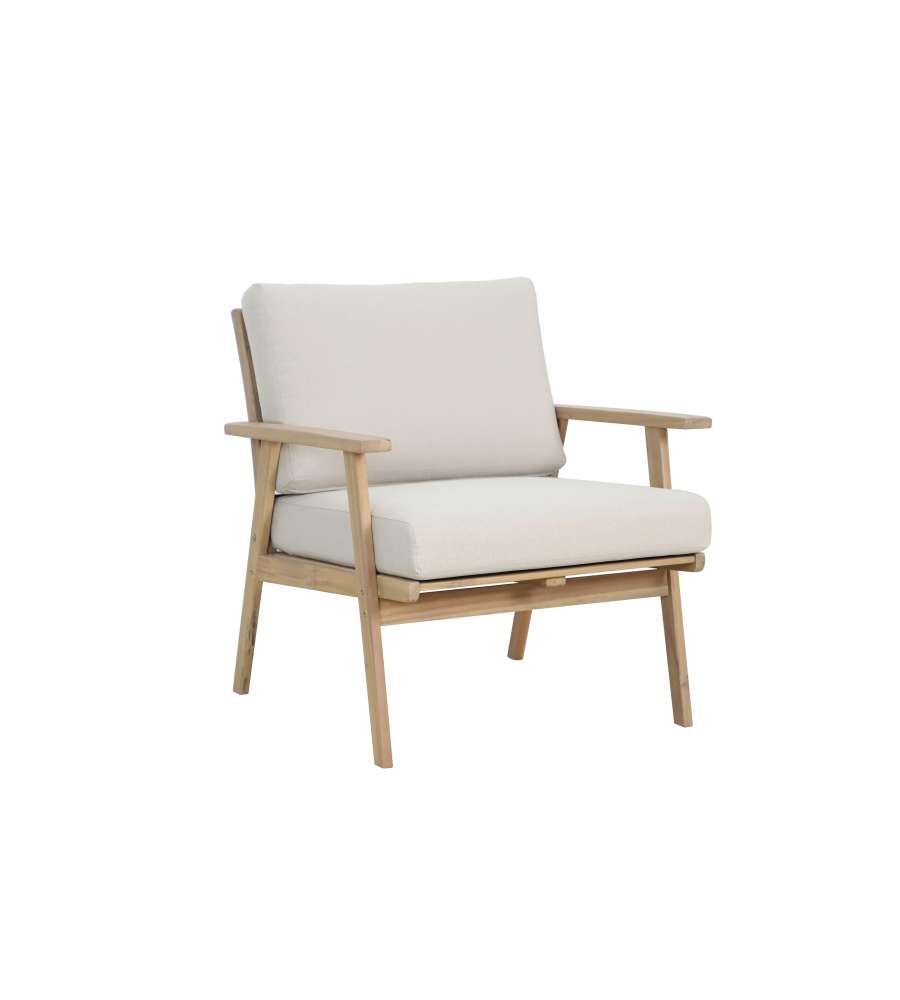 Poltrona Eloise in acacia con cuscini