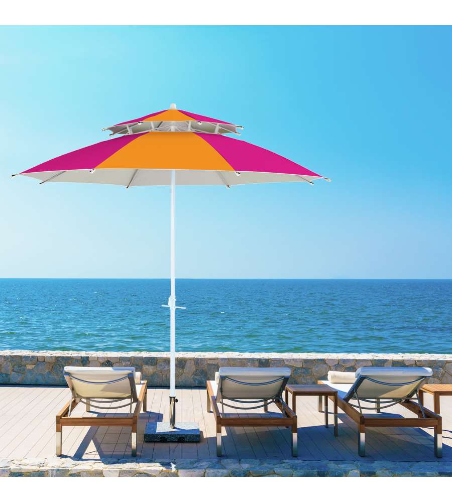 Dr. C. Ombrellone da Spiaggia Antivento 240cm Fucsia-Arancio con Protezione UV50+