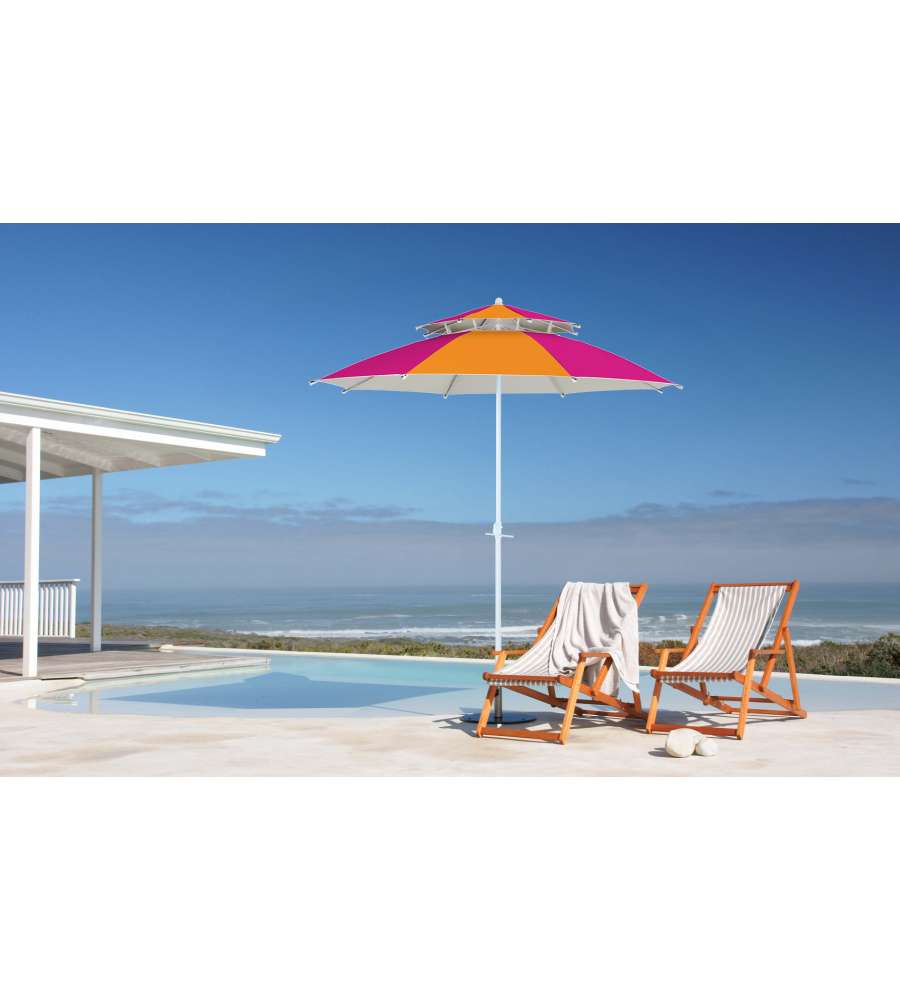Dr. C. Ombrellone da Spiaggia Antivento 240cm Fucsia-Arancio con Protezione UV50+