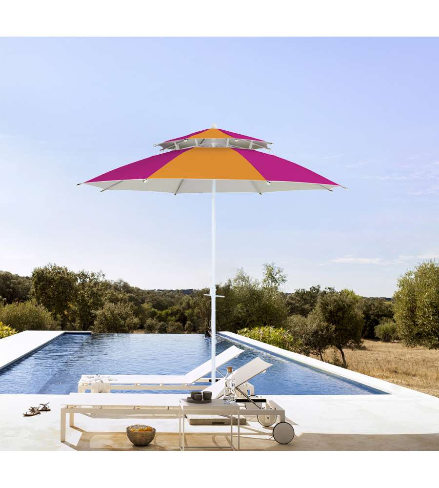 Dr. C. Ombrellone da Spiaggia Antivento 240cm Fucsia-Arancio con Protezione UV50+