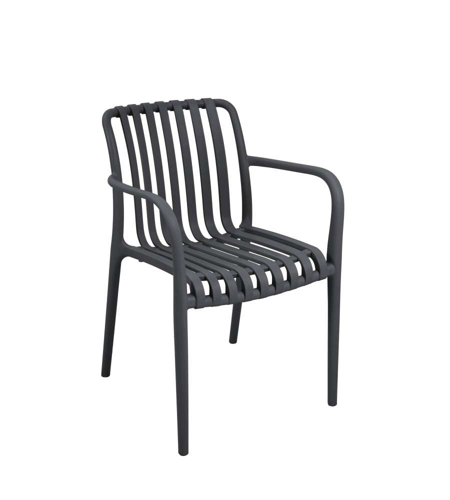 Domo Mea Sedia Breeze da Esterno Grigio Antracite - Design Moderno Impilabile