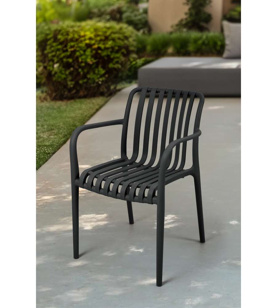 Domo Mea Sedia Breeze da Esterno Grigio Antracite - Design Moderno Impilabile