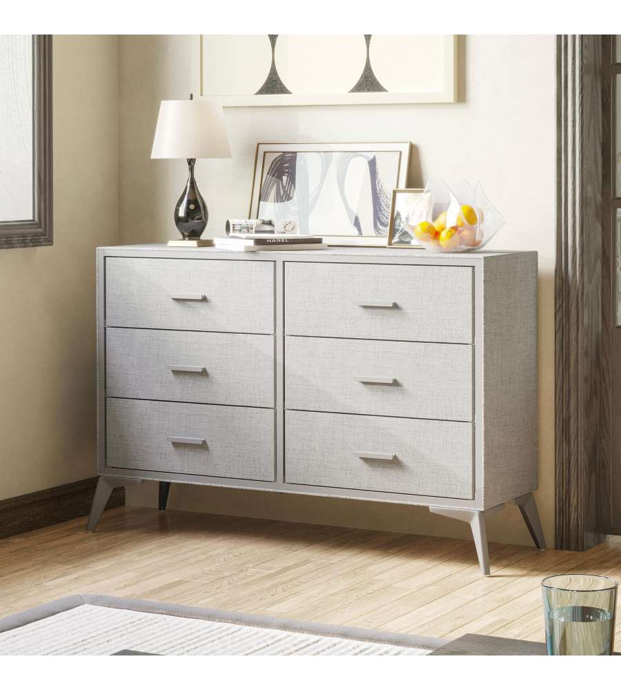 Domo Mea Cassettiera Moderna Grigio Chiaro - 6 Cassetti, Design Versatile