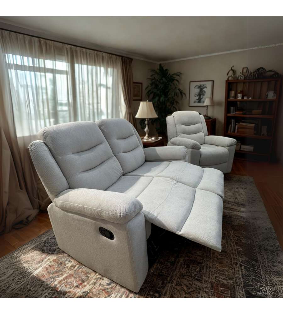 Domo Mea Divano Comfort Reclinabile 2 Posti Greige 153x95x103 cm