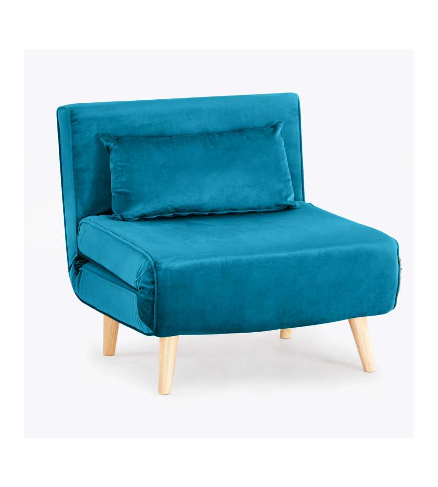 Domo Mea Poltrona Letto Blu Verde - Design Scandinavo Moderno - Velluto Comodo