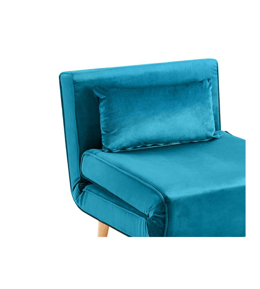Domo Mea Poltrona Letto Blu Verde - Design Scandinavo Moderno - Velluto Comodo