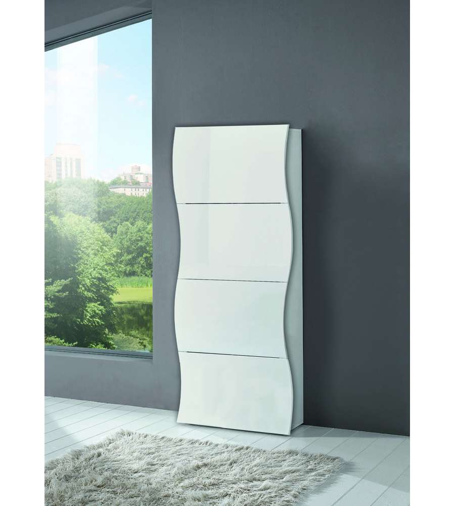 Web Furniture Scarpiera Onda Bianco Lucido - Design Italiano