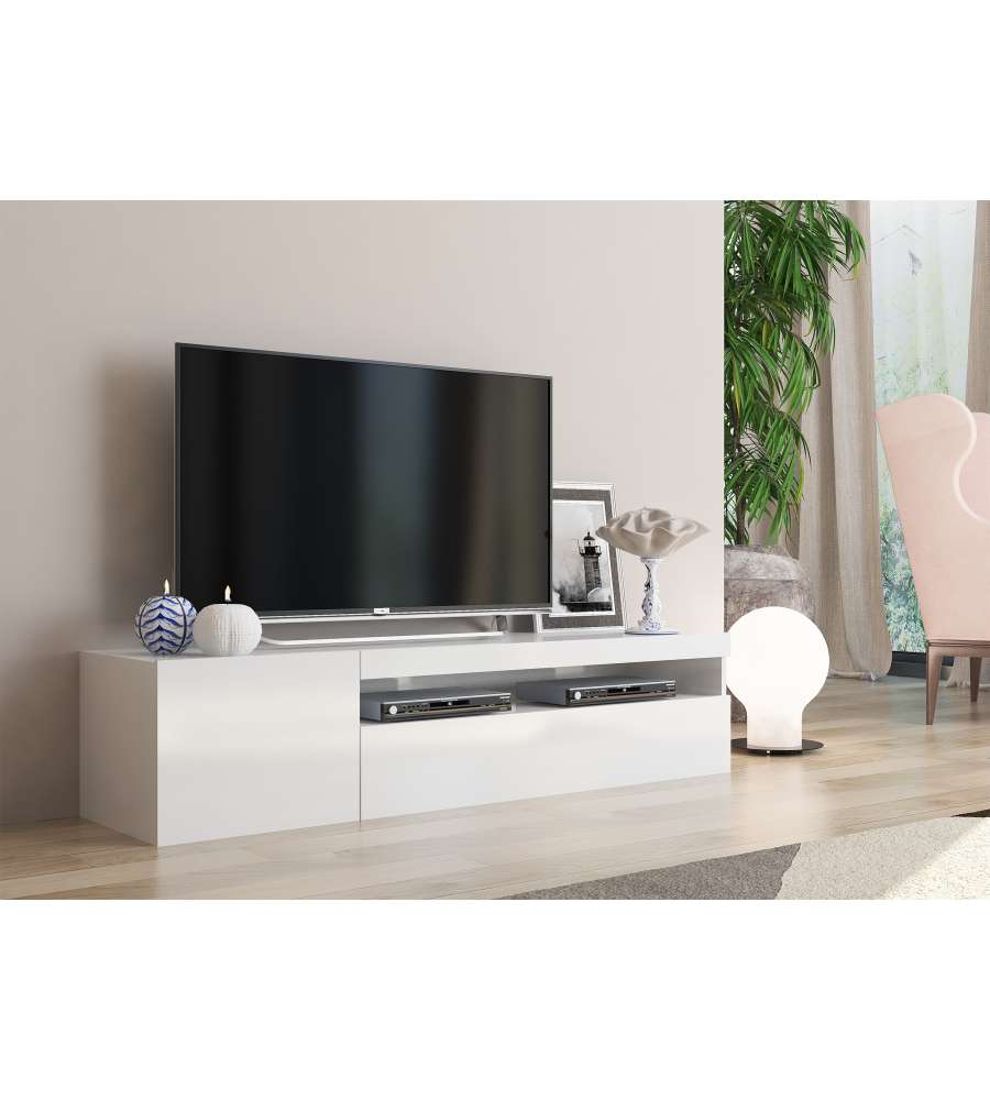 Porta Tv 1 Ante + Anta Ribalta Daiquiri Bianco Lucido