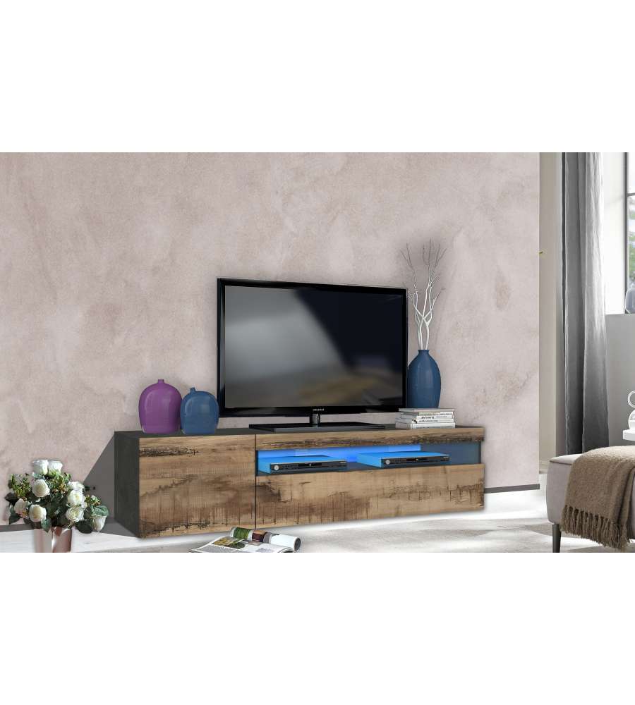 Porta Tv 1 Ante + Anta Ribalta Daiquiri Ardesia E Acero Pereira