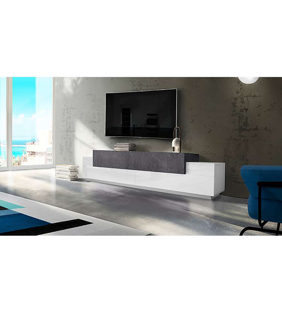 Porta Tv Corona Moderno 240 Bianco Lucido E Report
