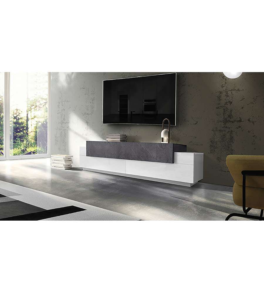 Porta Tv Corona Moderno 200 Bianco Lucido E Report
