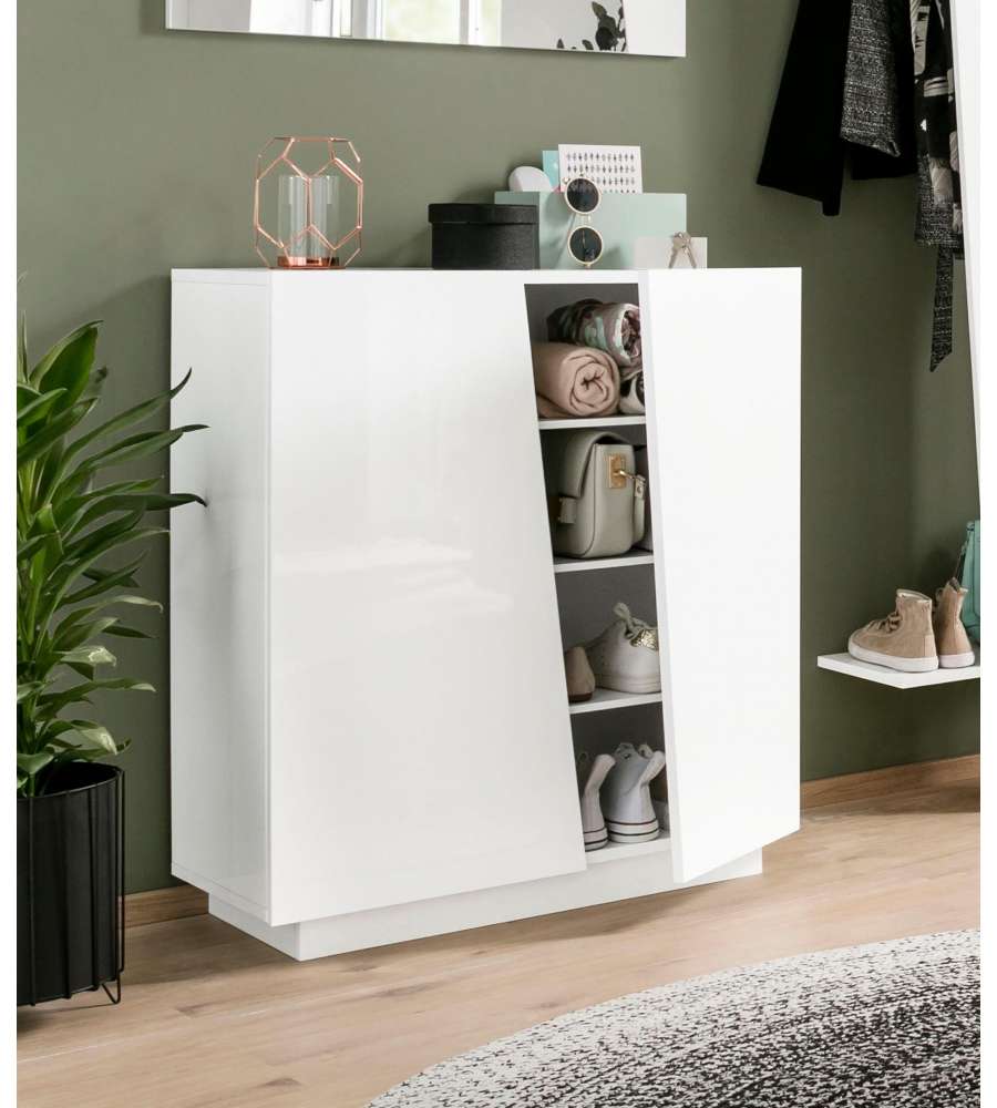 Web Furniture Scarpiera Vega Bianco Lucido - Design Italiano