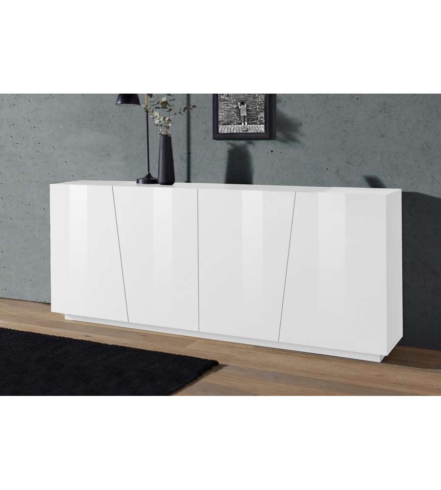 Credenza VEGA moderna 4 ante battente  bianco lucido