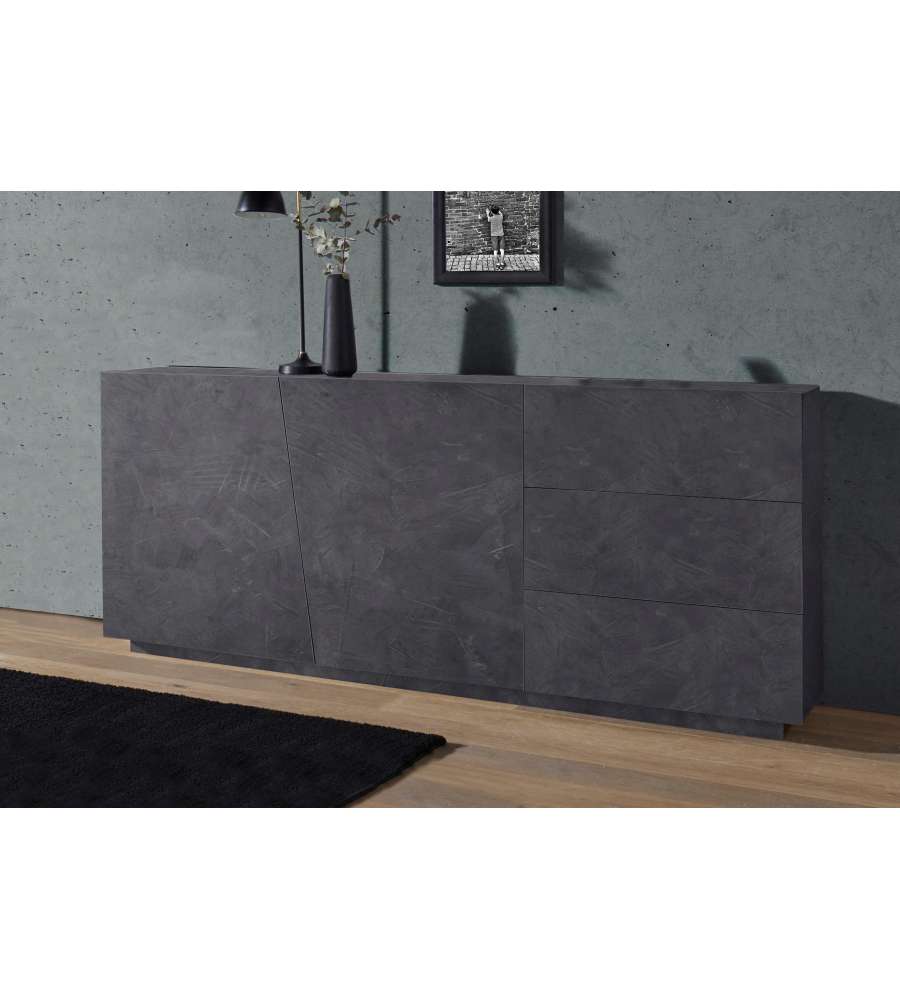 Credenza VEGA moderna 2 ante battente 3 cassetti 180  ardesia