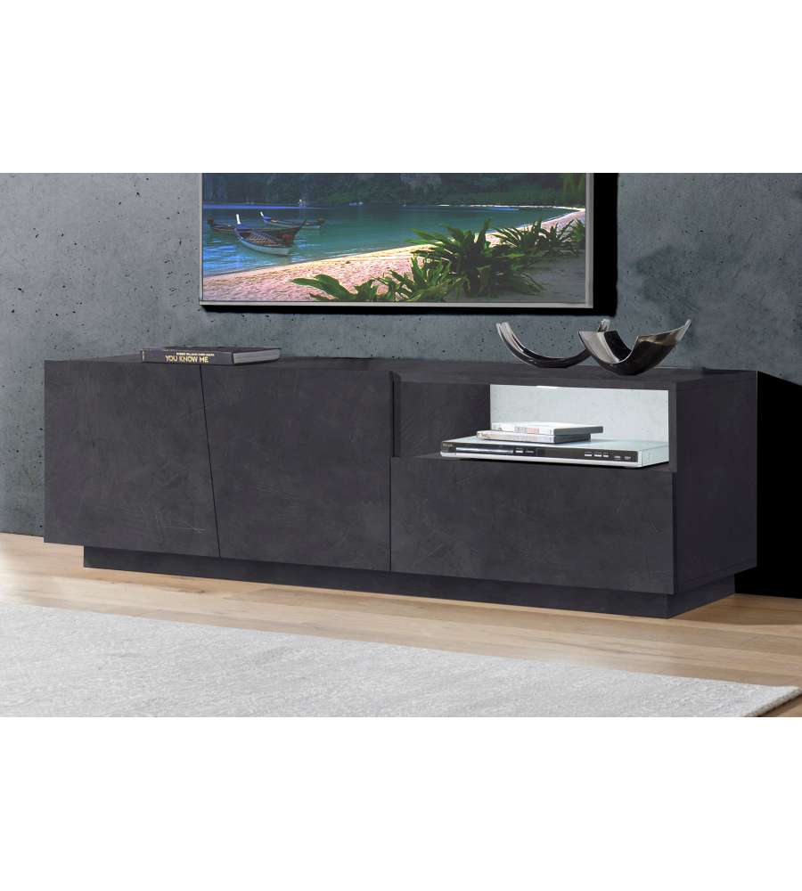 Porta TV VEGA moderno 2 ante battente 1 cassetto 150  ardesia