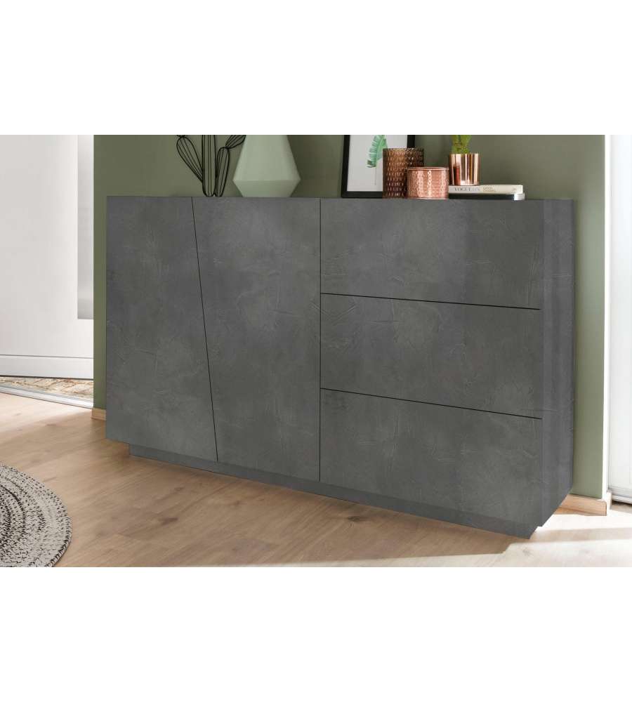 Credenza VEGA moderna 2 ante battente 3 cassetti 140  ardesia