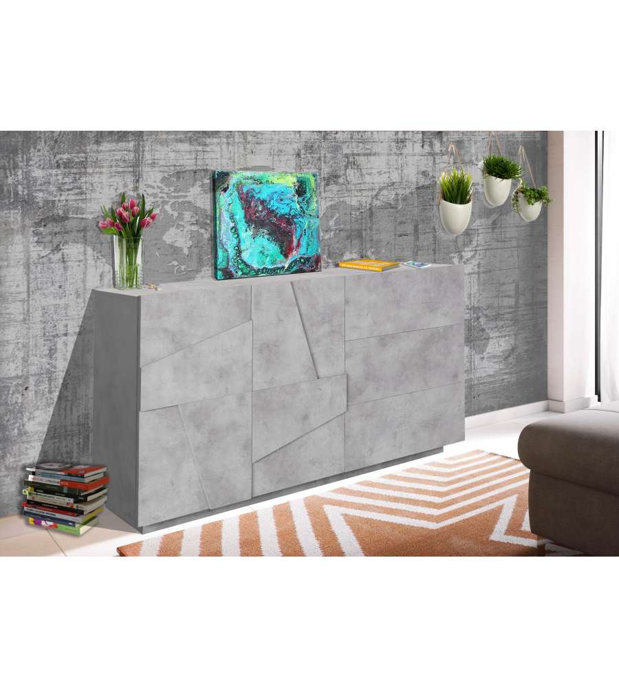 Web Furniture Credenza Ping Moderna in Cemento Bronx - 140 cm
