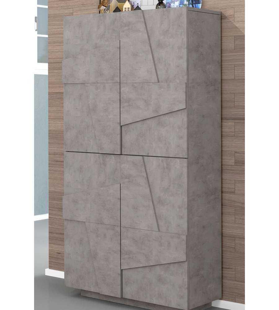 Web Furniture Scarpiera Ping Moderna 4 Ante - Cemento Bronx - Design Italiano