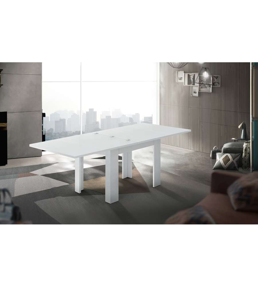 Web Furniture Tavolo Allungabile a Libro Bianco Lucido 90/180 cm