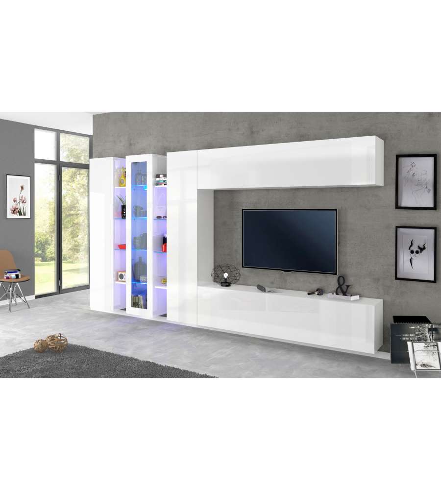 Soggiorno Moderno Da 340Cm Maruska Bianco Lucido
