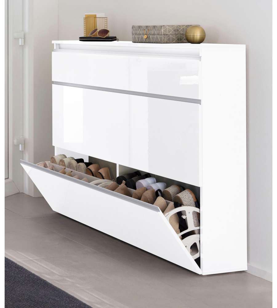 Web Furniture Scarpiera Magic Bianco Lucido 120 cm - Design Italiano