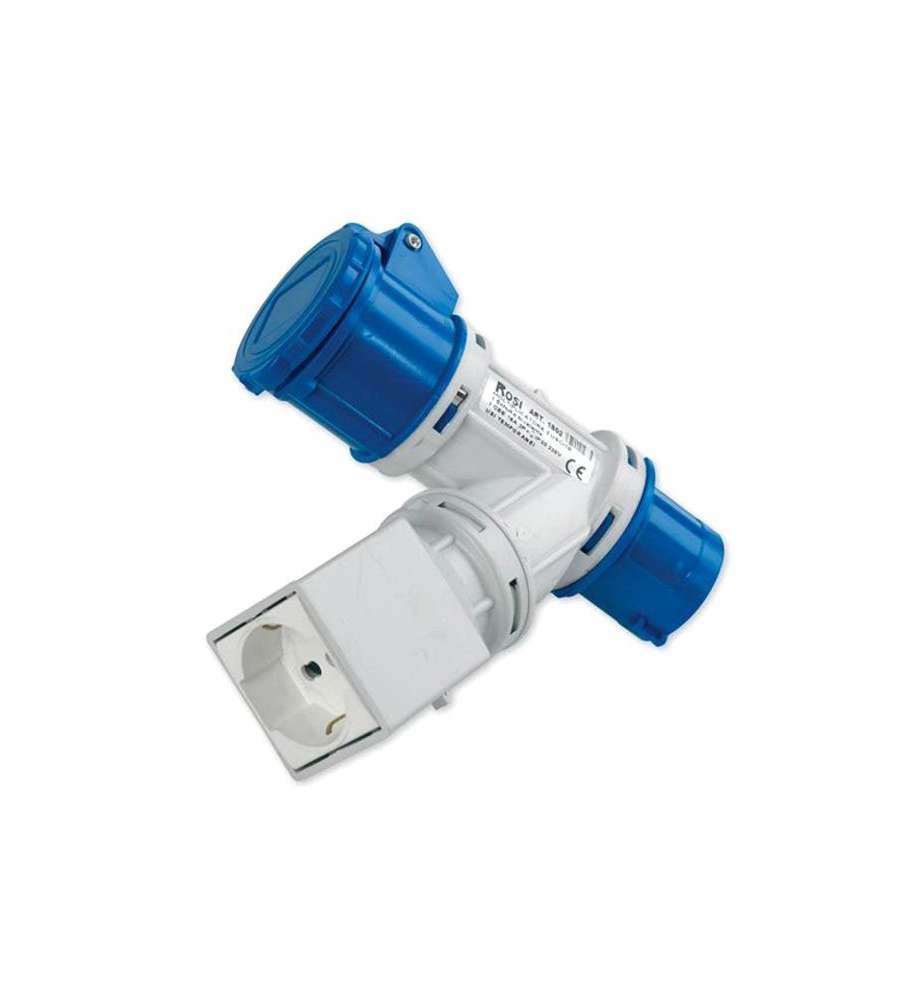 Adattatore Spina Cee 2P+T Presa Cee 2P+T+Schuko Ip44 Rosi