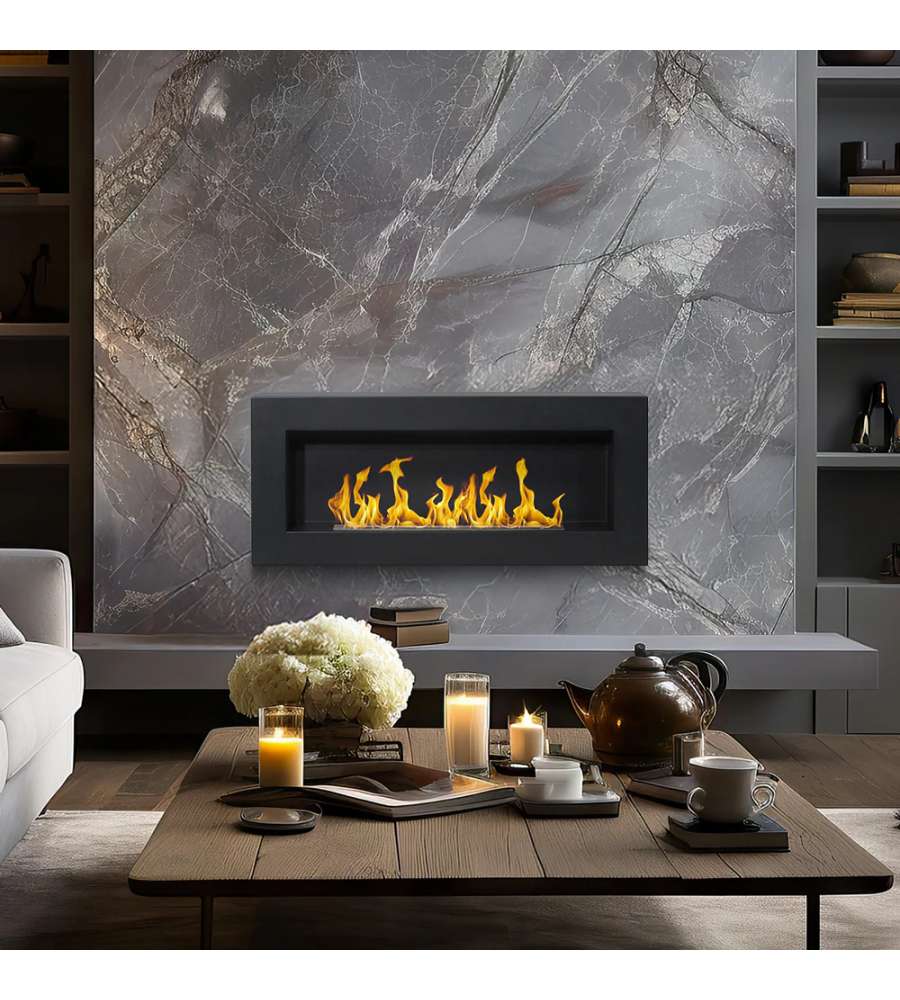 Divina Fire Camino a Bioetanolo da Parete - Nero - 90x12x40 cm