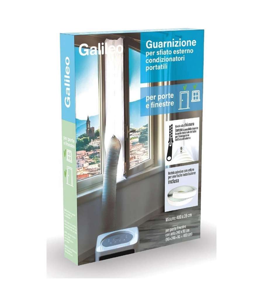 Galileo Guarnizione Finestra per Condizionatore Portatile Bianco 400x39 cm - Aumenta Efficienza e Riduce Consumi