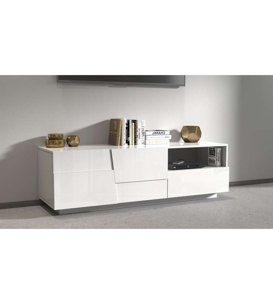 Porta TV Lowboard 150 Pongo Bianco Laccato
