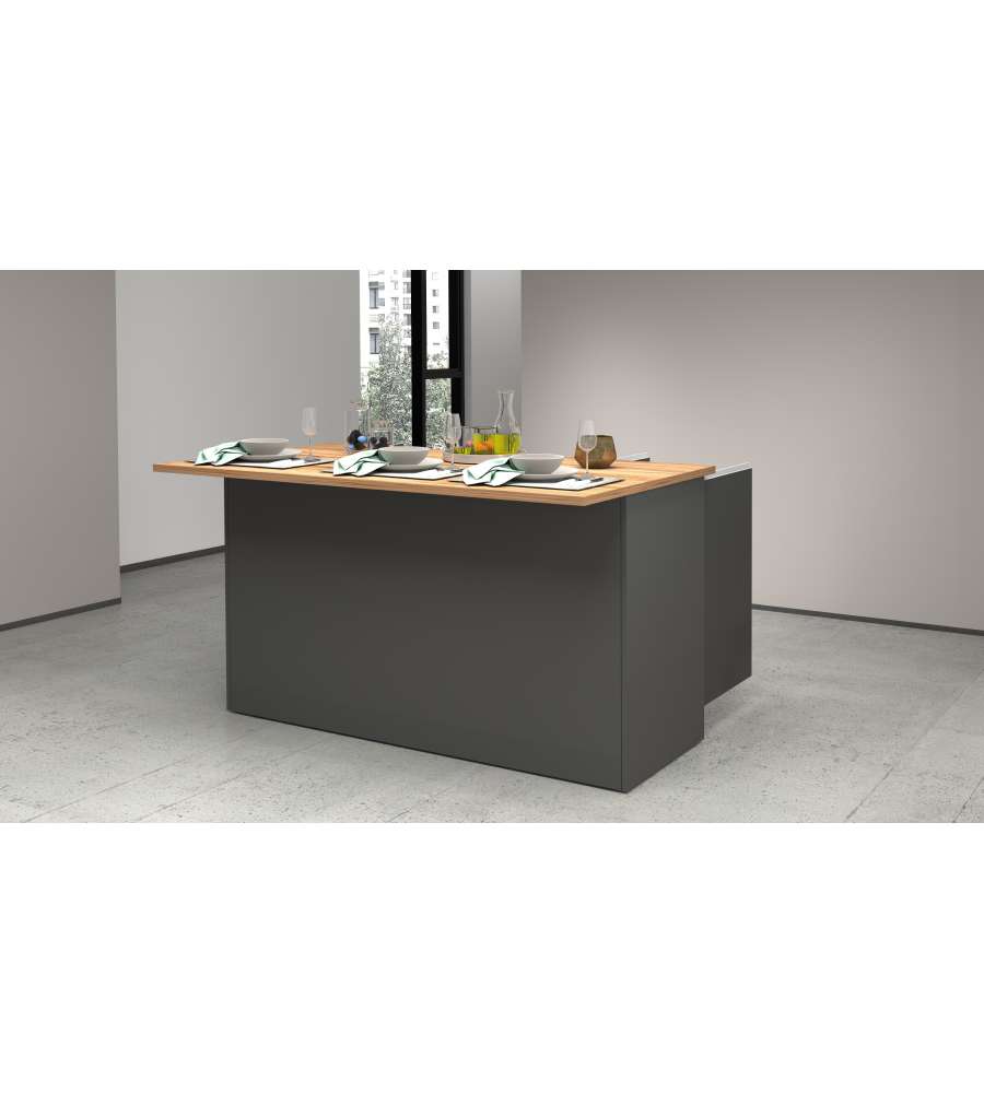Isola Credenza Moderna Antracite/Rovere Wotan - 155x90x90 cm