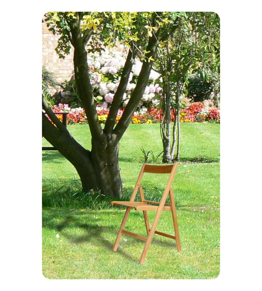 Sedia Pieghevole in Legno Naturale - Design Elegante e Compatto - Legno di Faggio 100% FSC - Leggera e Facile da Riporre