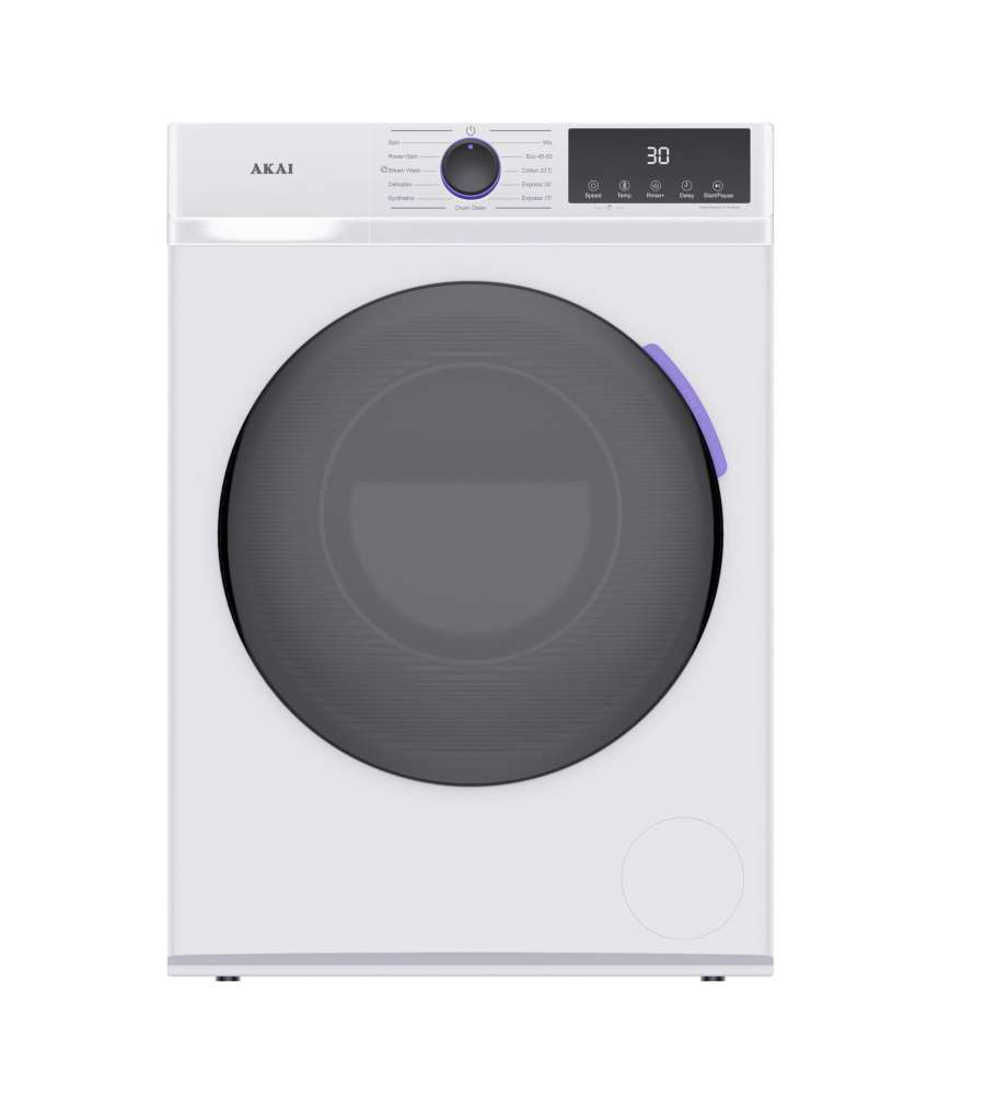 Akai Lavatrice Slim Bianca 8kg Classe A - Design Compatto e Funzionale