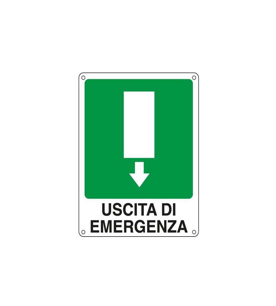 Cartello Uscita Emergenza Giu' 20X 30 Alluminio