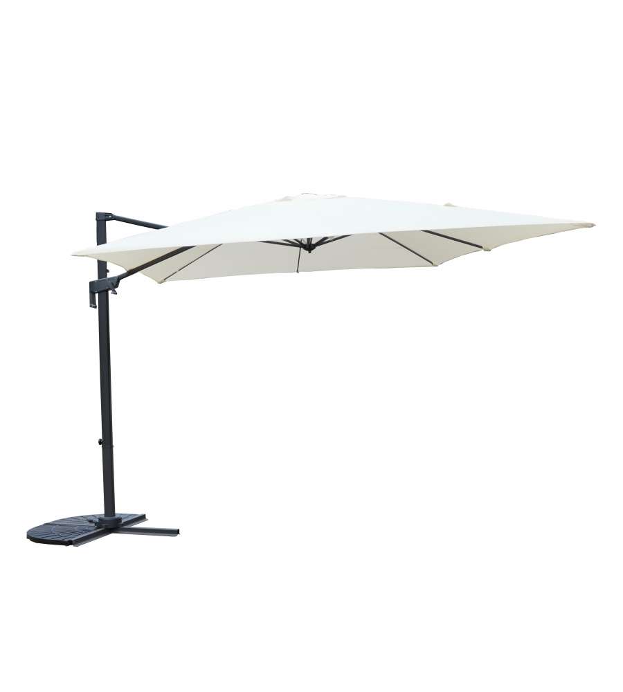 Ombrellone Ecru 3x3 m - Palo Laterale Rotante 360 - Design Elegante in Alluminio