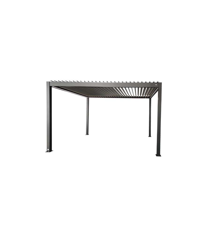 Giardini di Maggio Pergola Bioclimatica motorizzata Quadrifoglio 4x3 m Antracite e Grigio