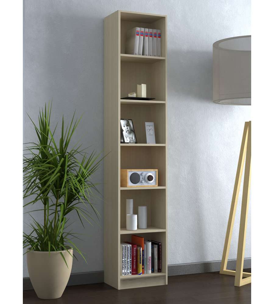 Libreria Olmo - 6 Ripiani, Colore Olmo, 40x202 cm