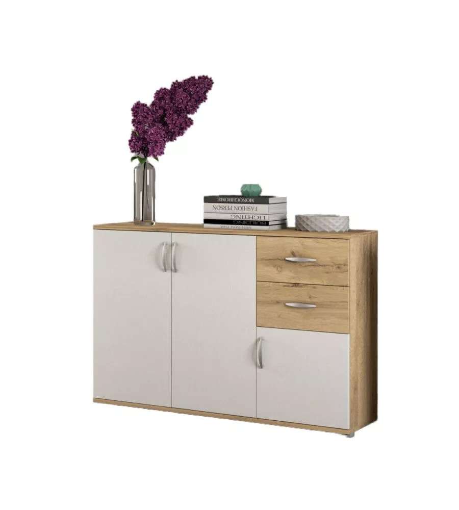 Domo Mea Mobile Buffet Londra Nodo e Bianco - Design Moderno 120x35x83 cm