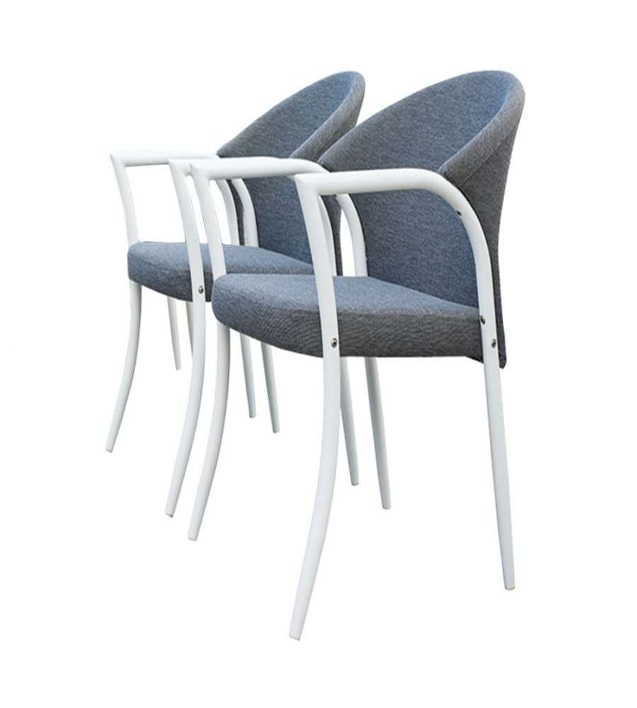 Poltrone sedia con braccioli Bellagio in alluminio cuscineria grigia per esterno interno 2 pz