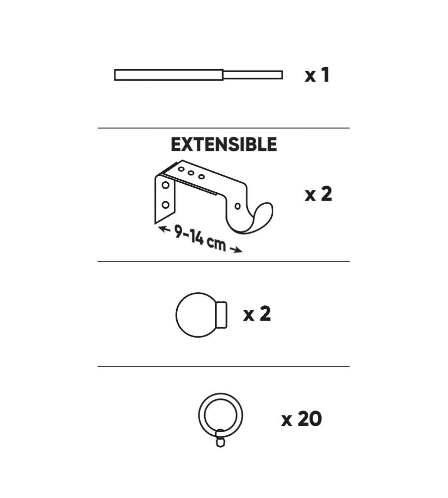 Cintacor Kit per tenda Cerchio Cromo Satinato 28 mm