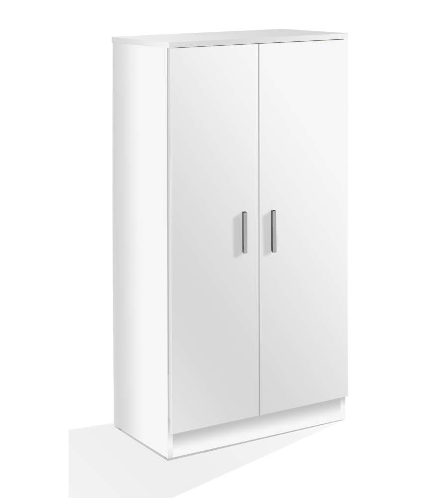 Scarpiera Armadio Bianca con 2 Ante e 7 Ripiani - 108x55x36 cm