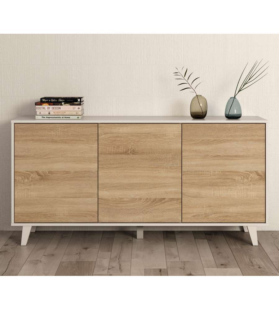 Credenza 3 Ante Bianco/rovere Zaiken Plus
