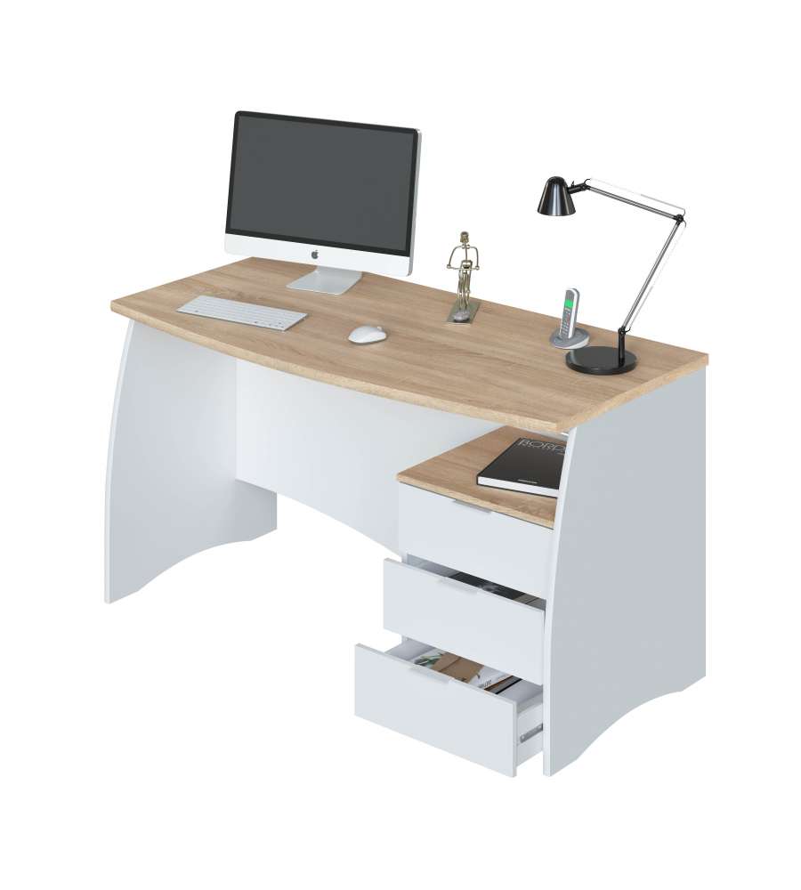 Fores Scrivania Ufficio Estil in Rovere Bianco Artik con Cassettiera