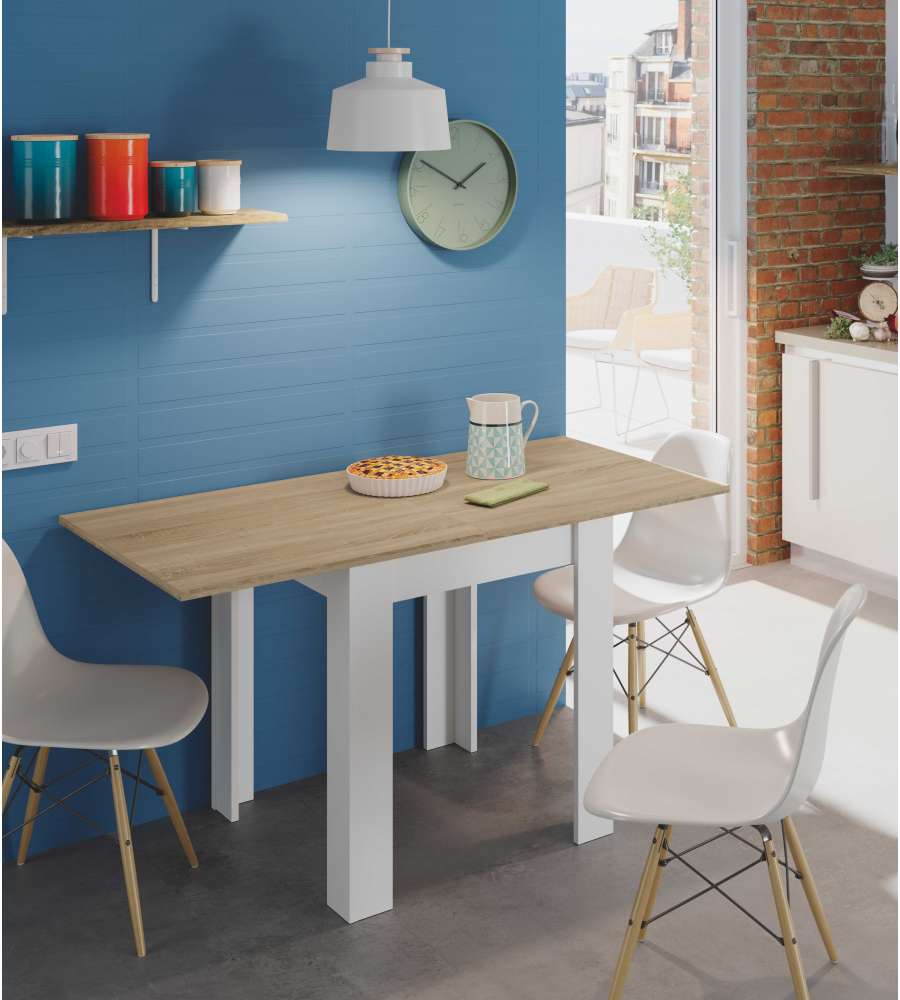 Fores Tavolo Ausiliare Estensibile Rovere Canadian e Bianco 67/135 cm