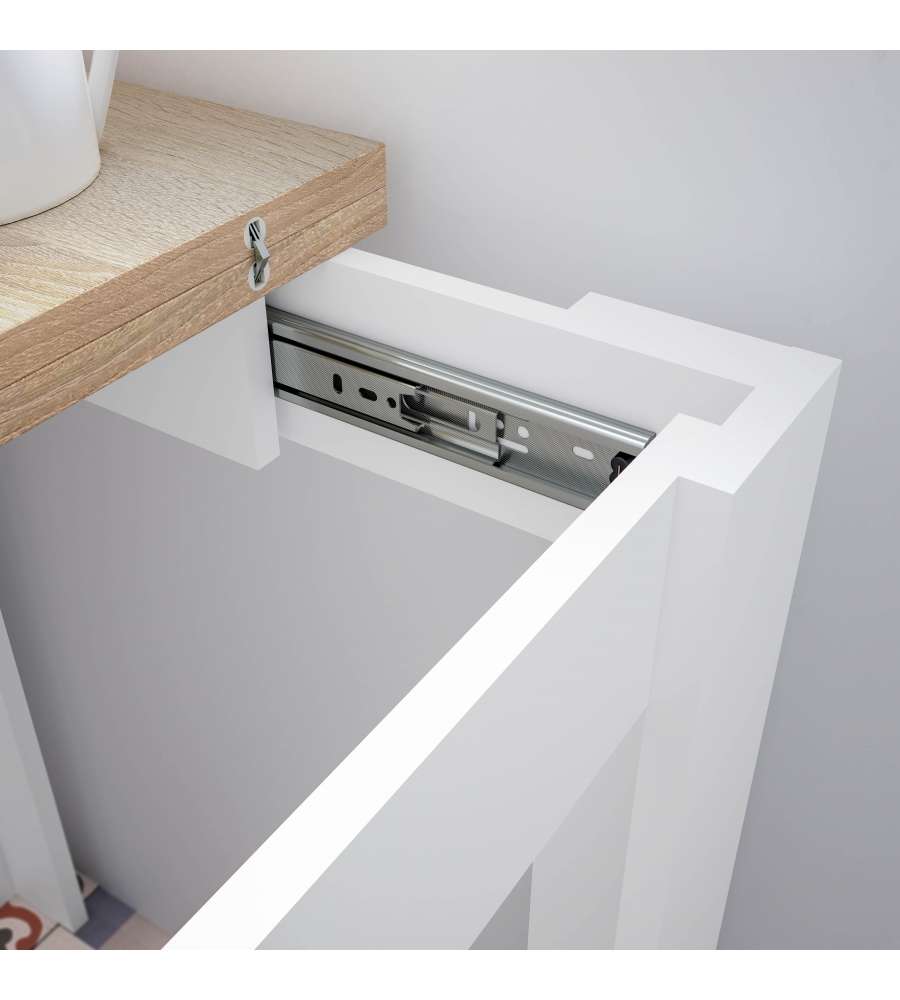 Fores Tavolo Ausiliare Estensibile Rovere Canadian e Bianco 67/135 cm
