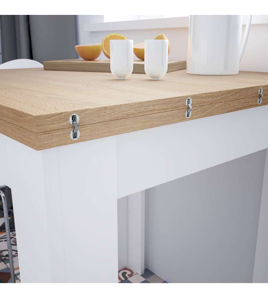 Fores Tavolo Ausiliare Estensibile Rovere Canadian e Bianco 67/135 cm